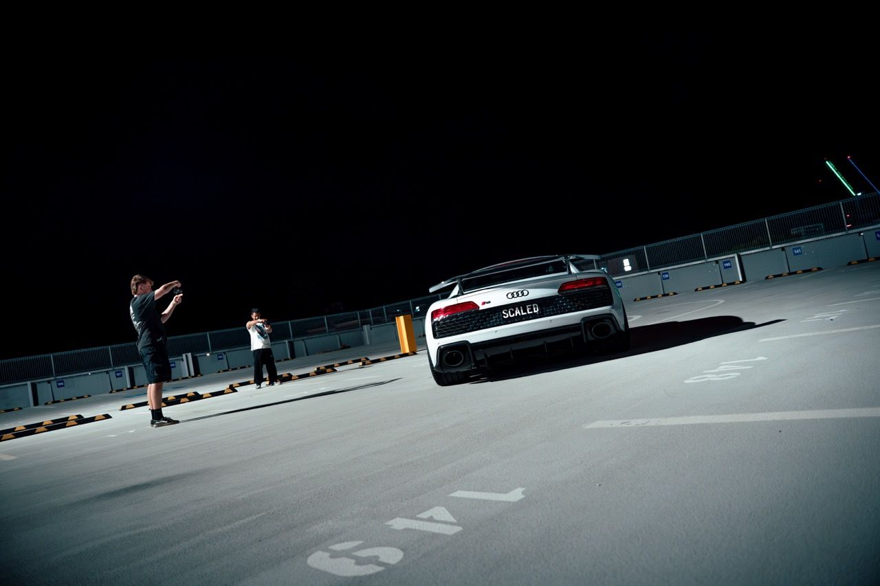 Gen 3 Audi R8 with Motivo Forged CS-M custom wheels in gloss brushed clear face and gloss polished clear lip side view