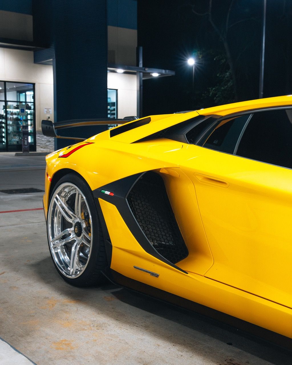 Lamborghini Aventador SVJ with Motivo Forged CS-Y custom wheels in gloss polished clear face and gloss polished clear lip rear wheel view