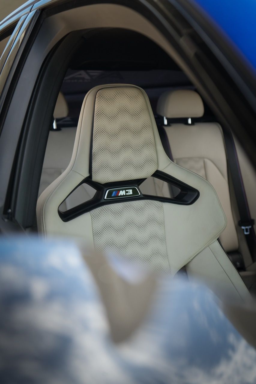 BMW M3 G80 with Motivo Forged CS-J custom wheels in gloss brushed clear face and gloss polished clear seat view