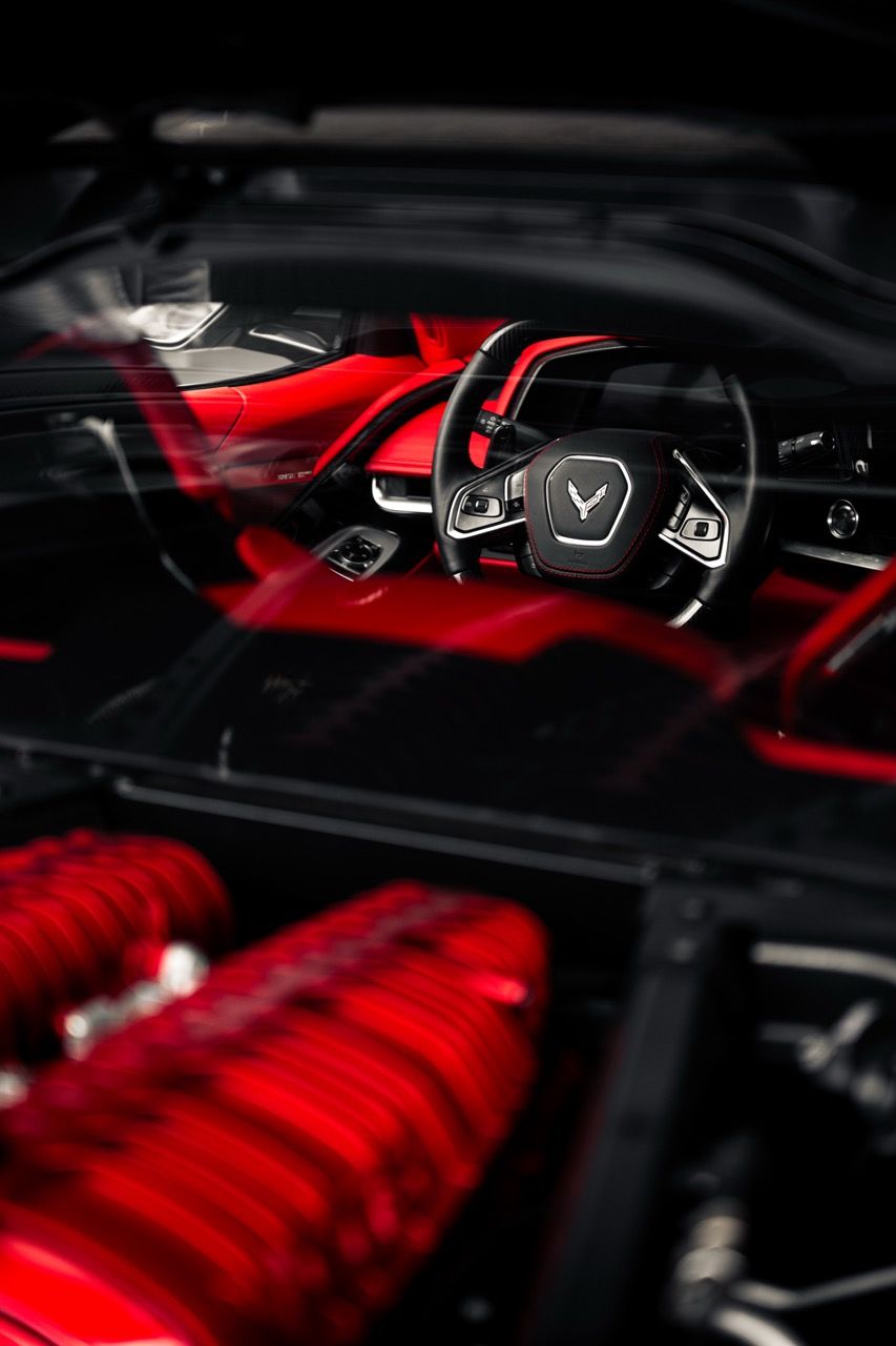 Chevy Corvette Z06 C8 z06cscwith Motivo Forged CS-C custom wheels in gloss polished clear face and brushed clear barrel side view